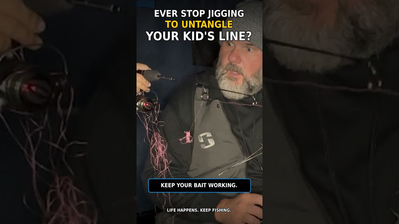 Load video: Ever stop jigging to untangle your kid's line?