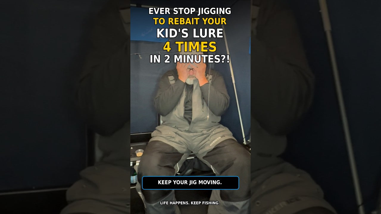 Load video: Ever stop jigging to rebait your kid's lure 4 times in 2 minutes?